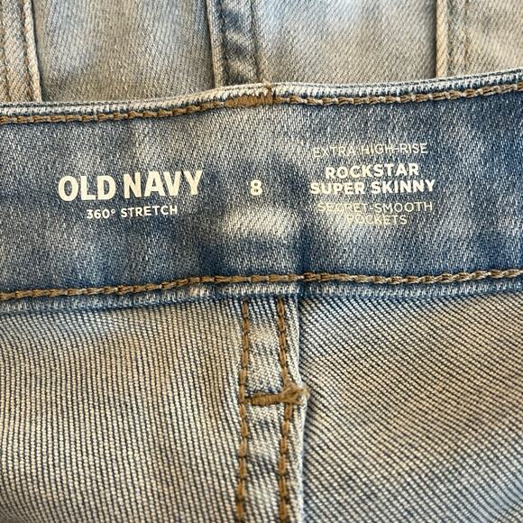 Old Navy Light Wash Rockstar Super Skinny Denim Jeans Extra High Rise Stretch 8 - Picture 3 of 9